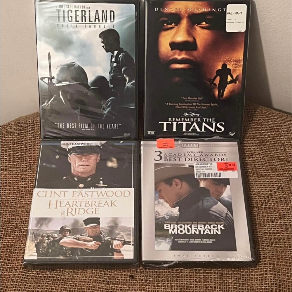 Tigerland, Remember the Titans, Heartbreak Ridge and Brokeback Mountain DVD Lot